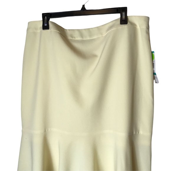 Black Label by Evan Picone Womens Yellow A Line Skirt Flounce Hem Size 16 New - Picture 3 of 5